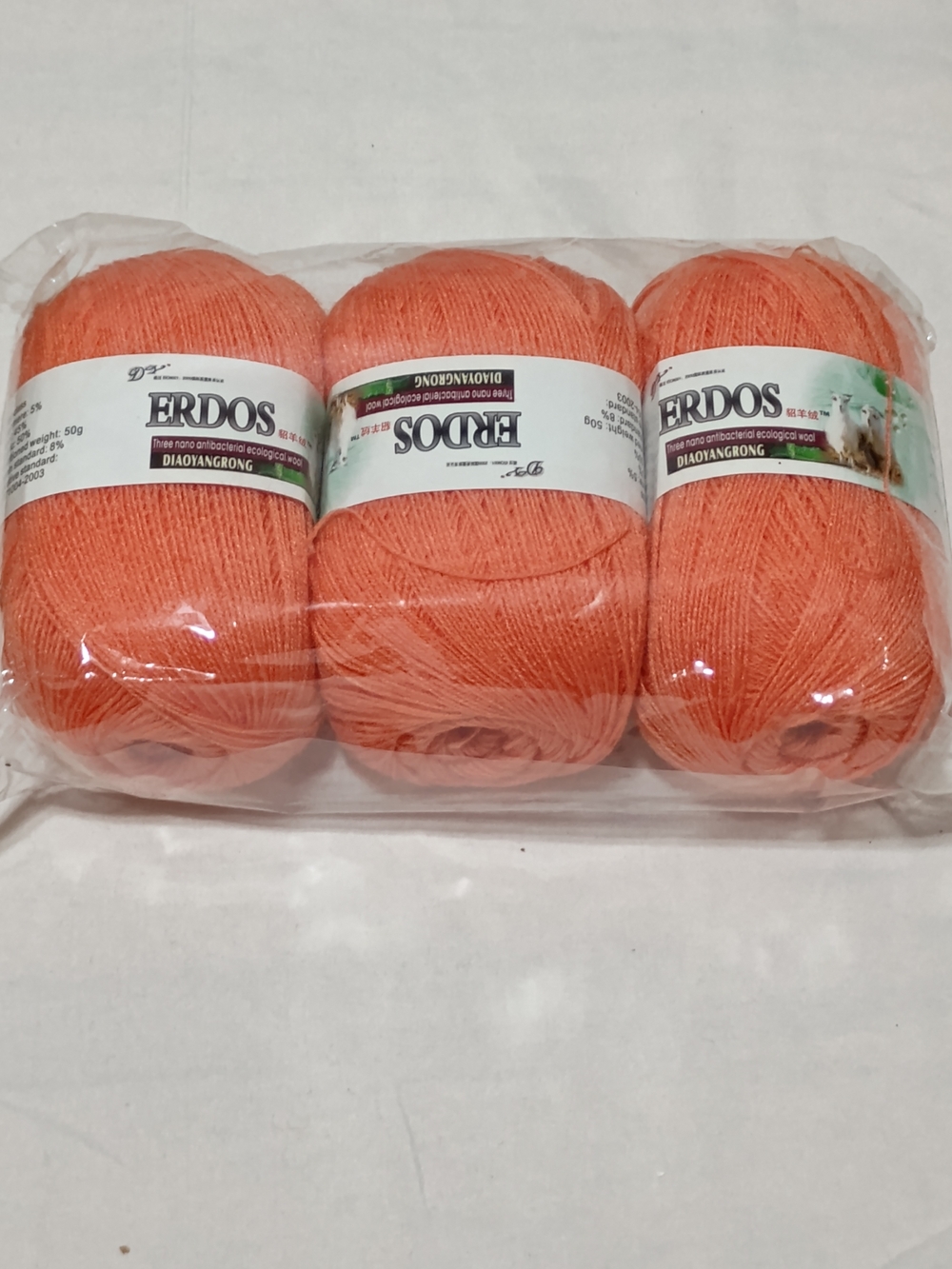 150g Acrylic Wool Cashmere Blend Yarn Bundle 3pcs Coral